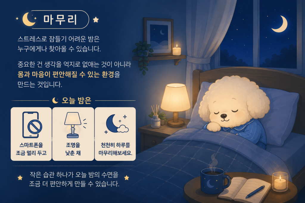 스마트폰을 조금 멀리두고 조명을 낮춘채
꼬똥슬리피의 마무리