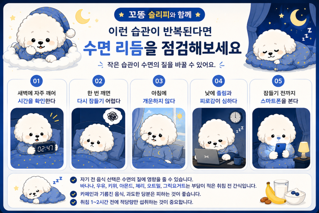 꼬똥 슬리피와 함께 수면리듬 습관 점검해보기