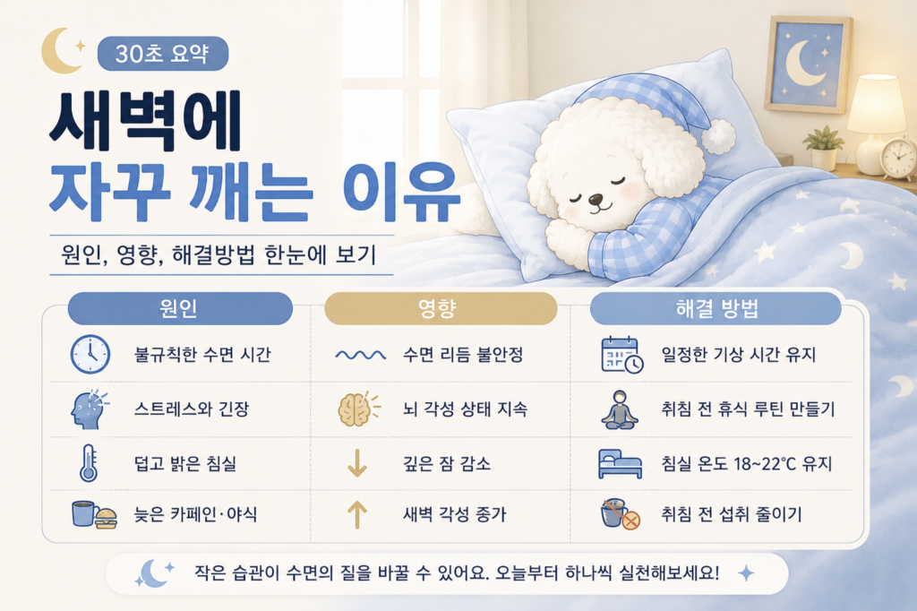 새벽에 자꾸 깨는 이유의 원인, 영향, 해결방안 제시