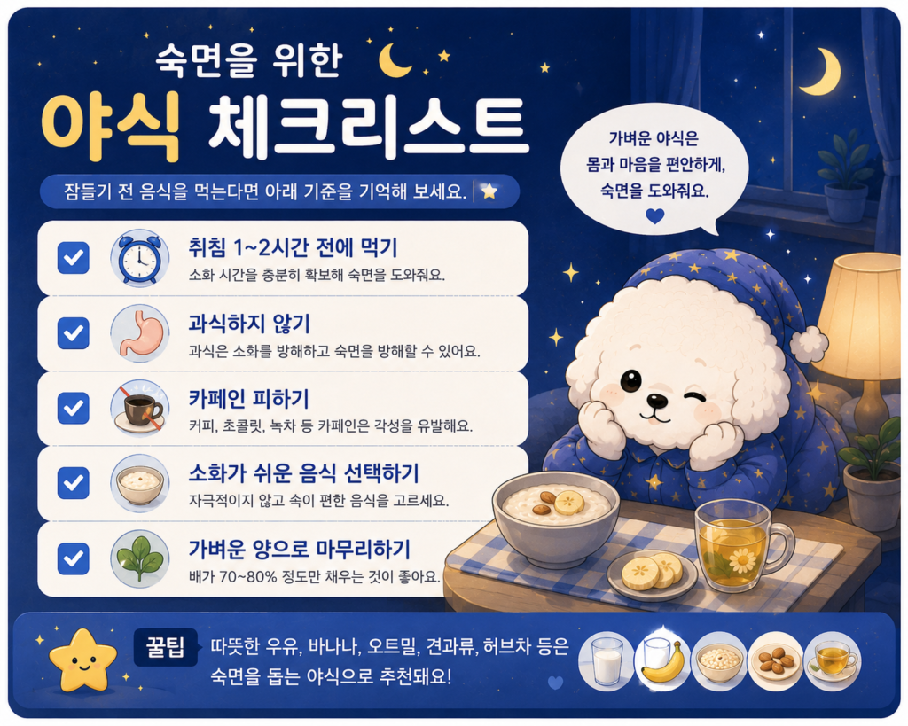 숙면을 위한 야식 체크리스트