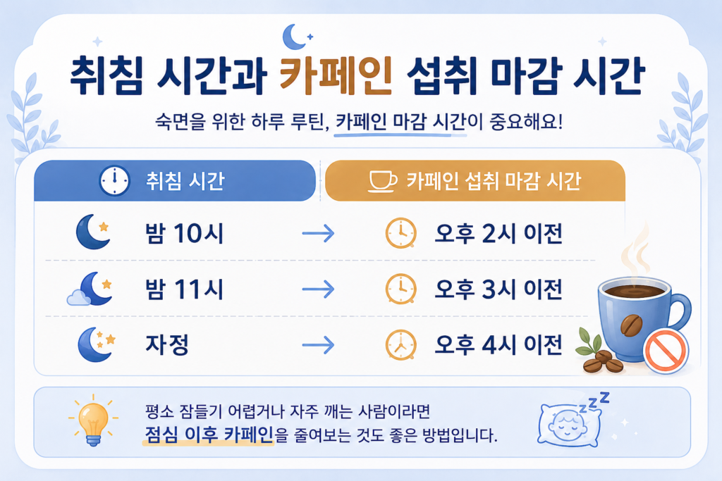 취침 시간과 카페인 섭취 마감 시간 정리