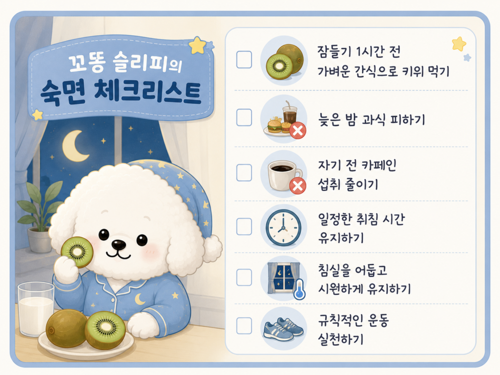 키위 섭취를 비롯한 숙면을 위한 숙면 체크리스트 이미지