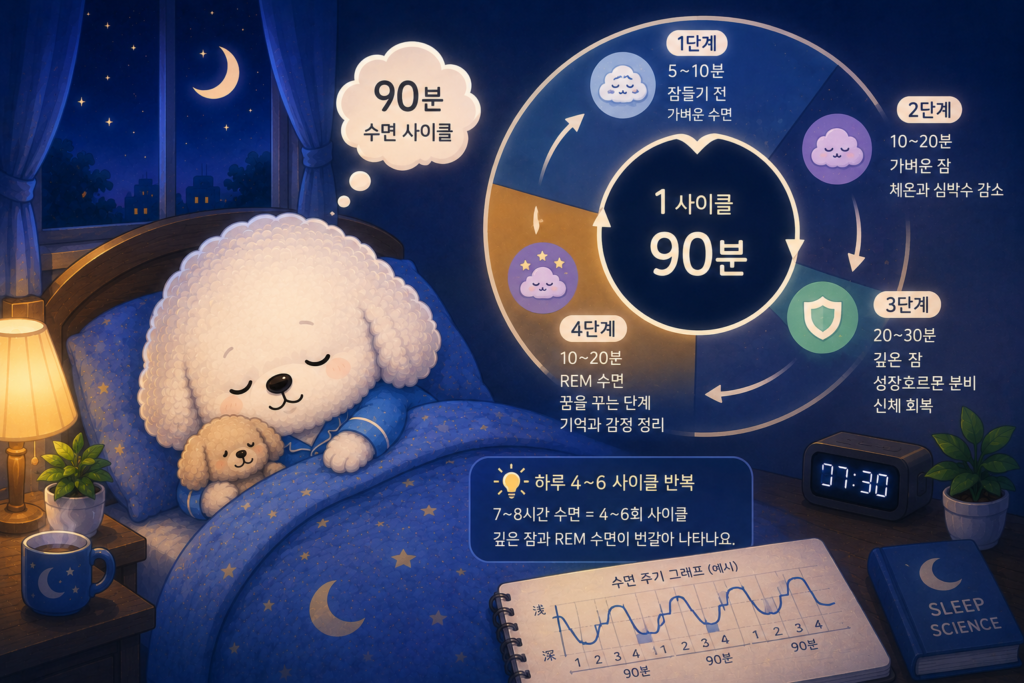90분 수면주기 정말 맞을까? 수면 사이클의 진실을 설명하는 대표 이미지