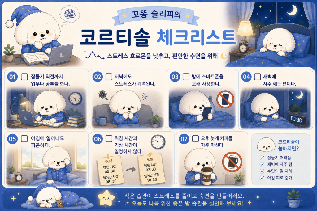 코르티솔과 숙면을 위한 생활 습관 체크리스트