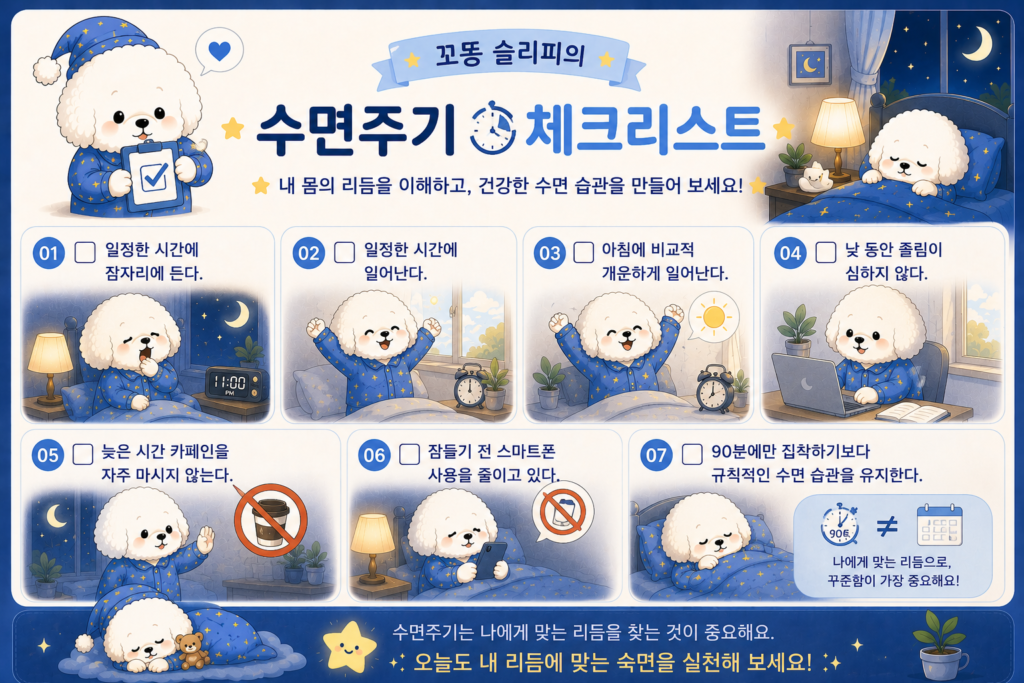 90분 수면주기 체크리스트와 건강한 수면 습관